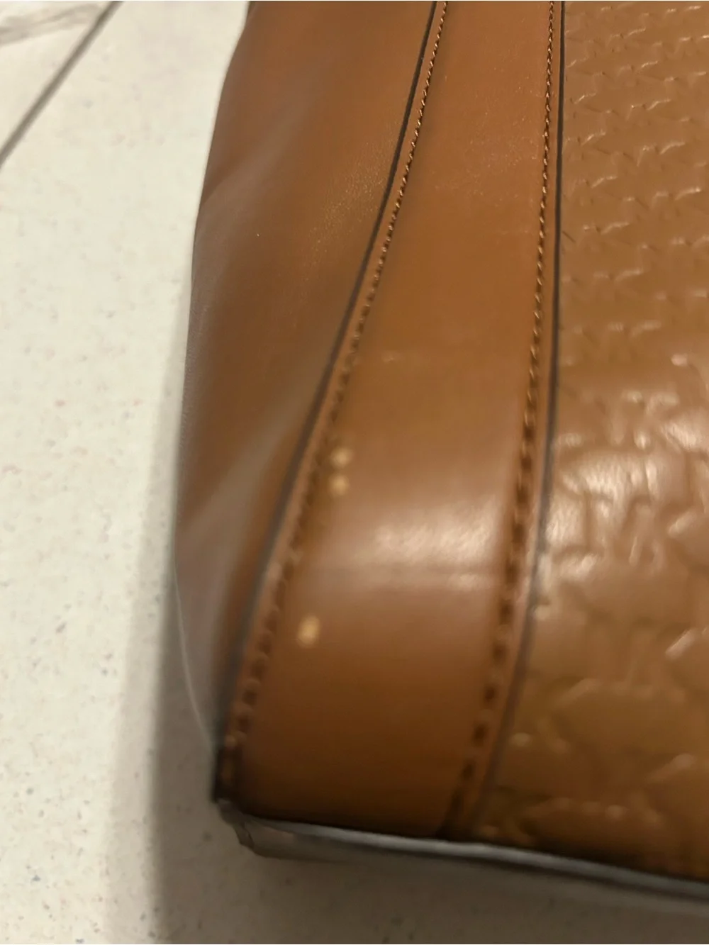 Michael Kors Tan Quilted Leather Tote with Gold Logo - Picture 10 of 14
